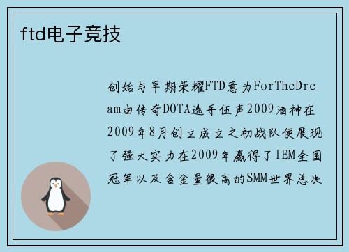 ftd电子竞技